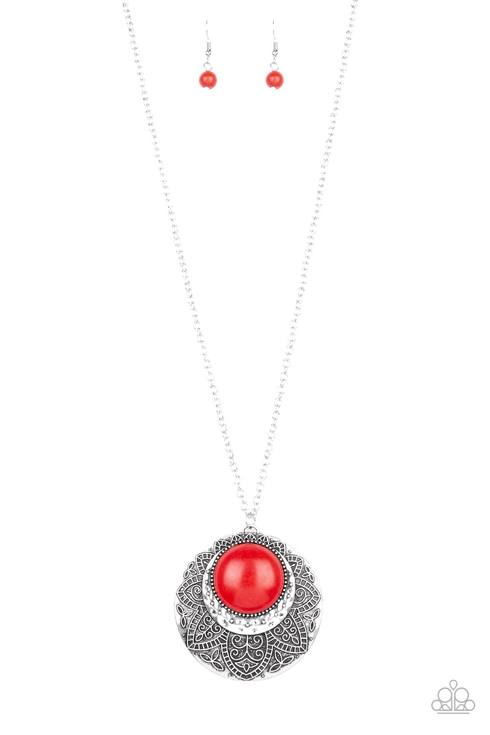 Medallion Meadow - Red-Jewelry-Just Because Jewels, Paparazzi Accessories-Just Because Jewels