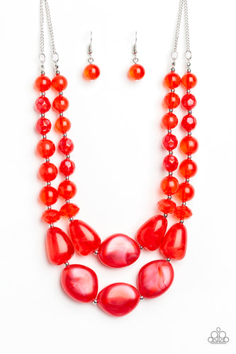Beach Glam - Red-Jewelry-Just Because Jewels, Paparazzi Accessories-Just Because Jewels