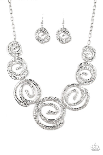 Statement Swirl - Silver-Jewelry-Just Because Jewels, Paparazzi Accessories-Just Because Jewels
