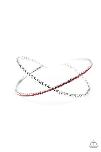 Chicly Crisscrossed - Red-Jewelry-Just Because Jewels, Paparazzi Accessories-Just Because Jewels