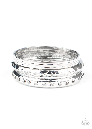 Revved Up Rhinestones - Silver-Jewelry-Just Because Jewels, Paparazzi Accessories-Just Because Jewels
