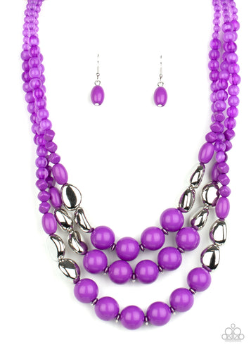 Flamingo Flamboyance - Purple-Jewelry-Just Because Jewels, Paparazzi Accessories-Just Because Jewels