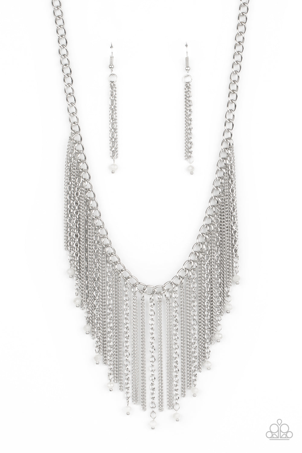 Cue The Fireworks - White-Jewelry-Just Because Jewels, Paparazzi Accessories-Just Because Jewels