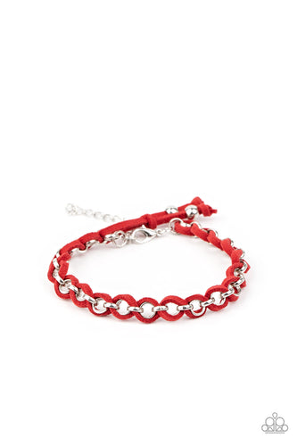 SUEDE Side to Side - Red-Jewelry-Paparazzi Accessories-Just Because Jewels