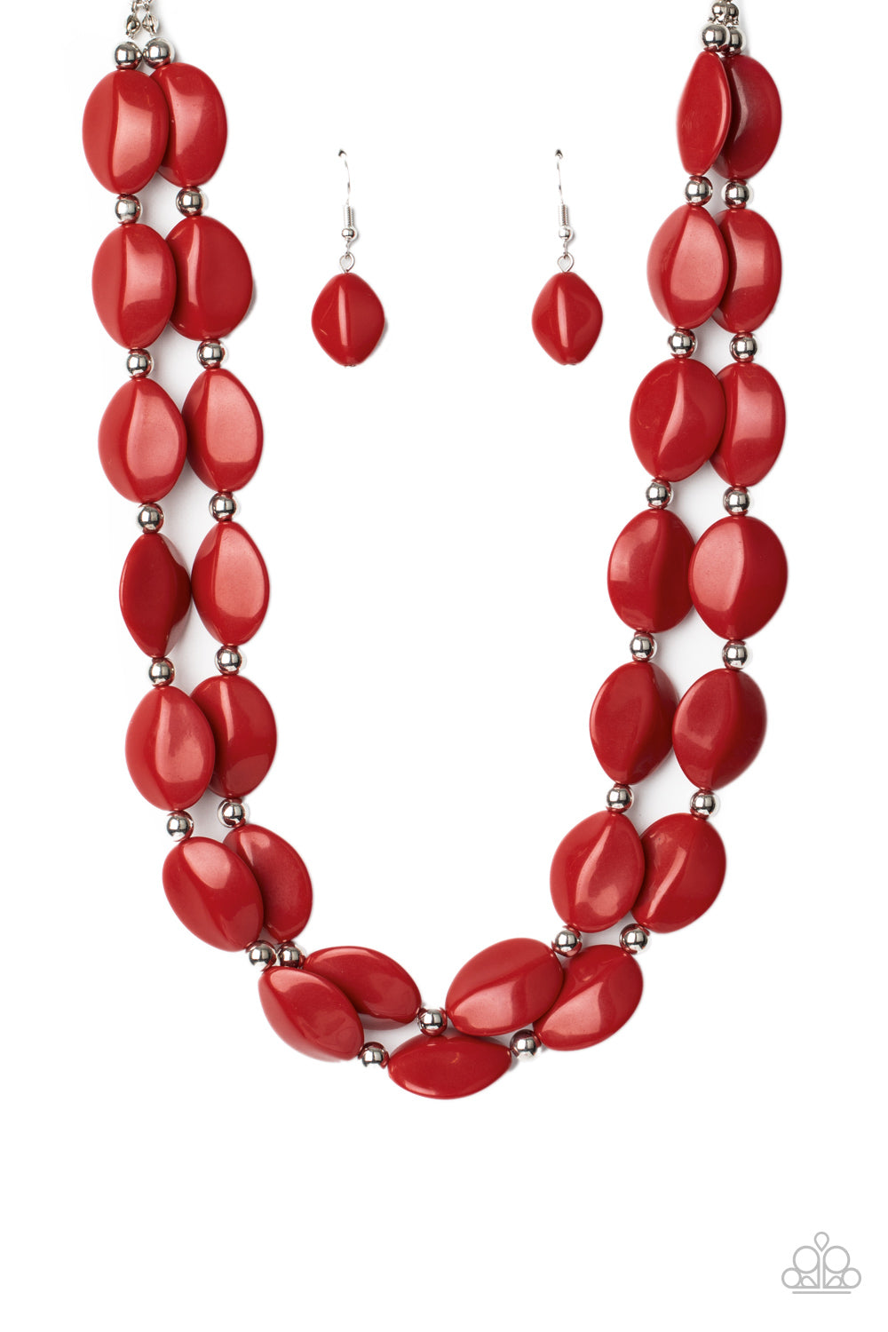 Two-Story Stunner - Red-Jewelry-Just Because Jewels, Paparazzi Accessories-Just Because Jewels