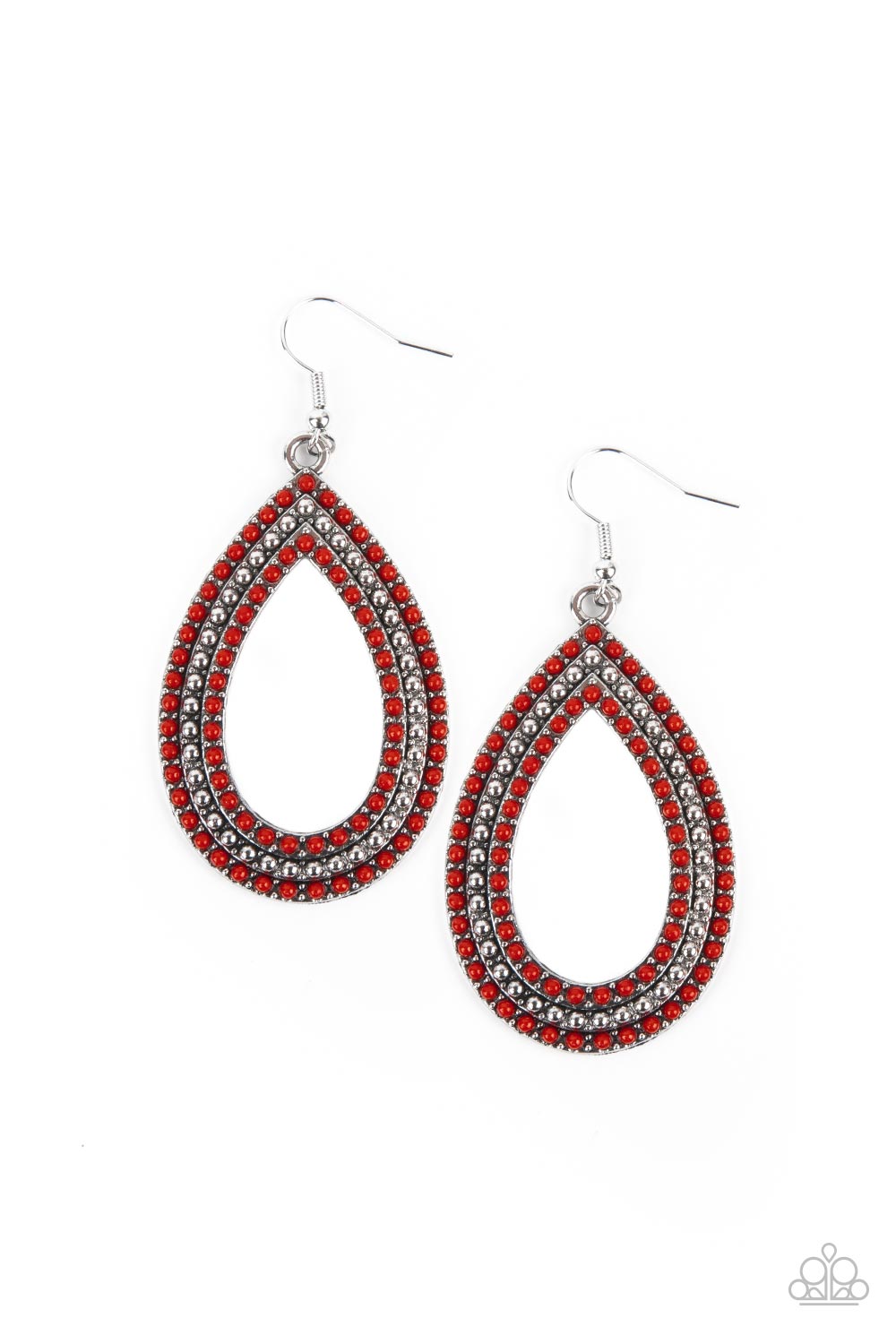 Tear Tracks - Red-Jewelry-Just Because Jewels, Paparazzi Accessories-Just Because Jewels