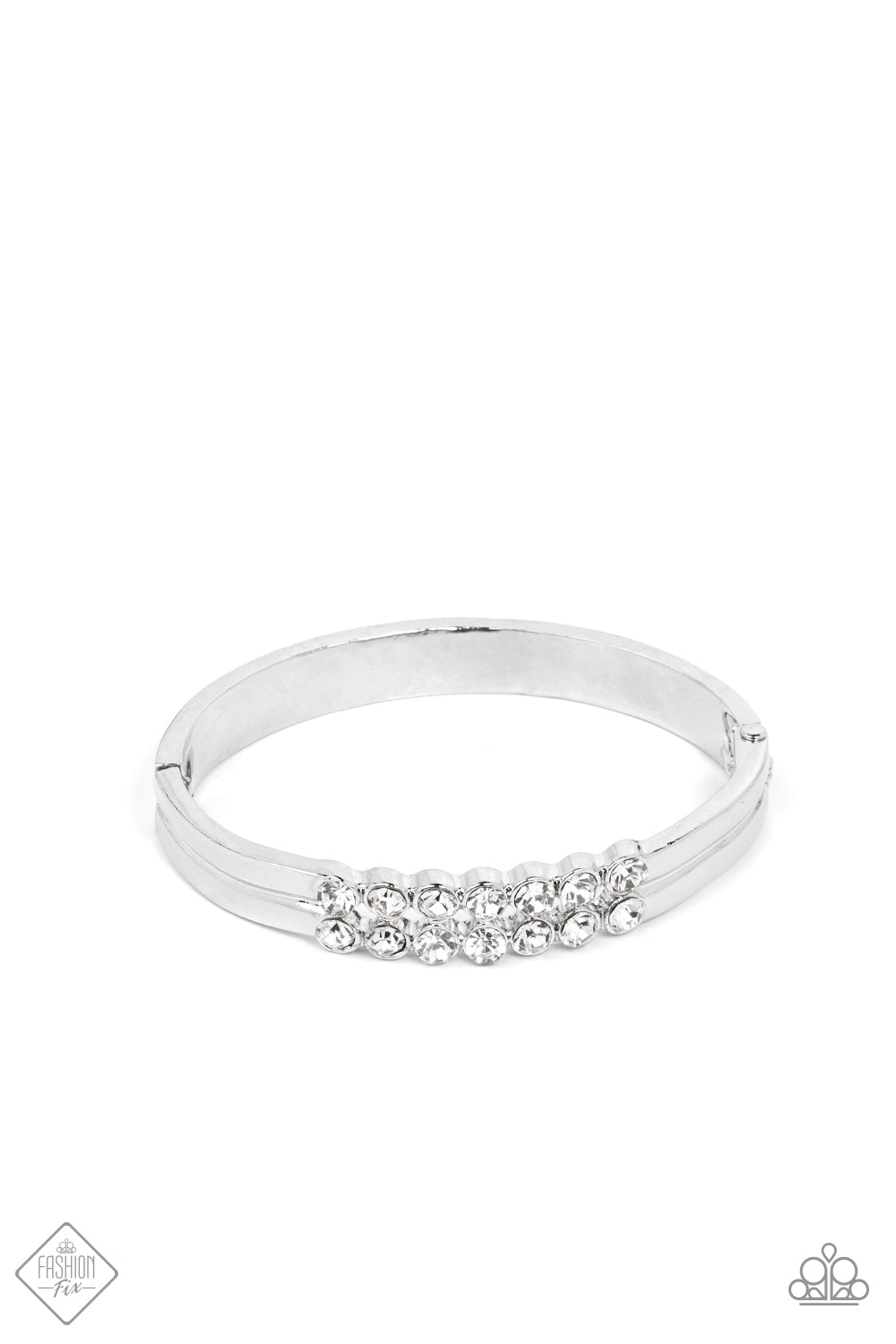 Doubled Down Dazzle - White-Jewelry-Just Because Jewels, Paparazzi Accessories-Just Because Jewels