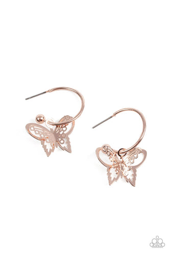 Butterfly Freestyle - Rose Gold-Jewelry-Just Because Jewels, Paparazzi Accessories-Just Because Jewels