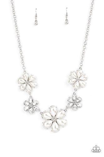 Fiercely Flowering - White-Jewelry-Just Because Jewels, Paparazzi Accessories-Just Because Jewels