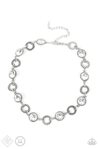 Rhinestone Rollout - White-Jewelry-Just Because Jewels, Paparazzi Accessories-Just Because Jewels