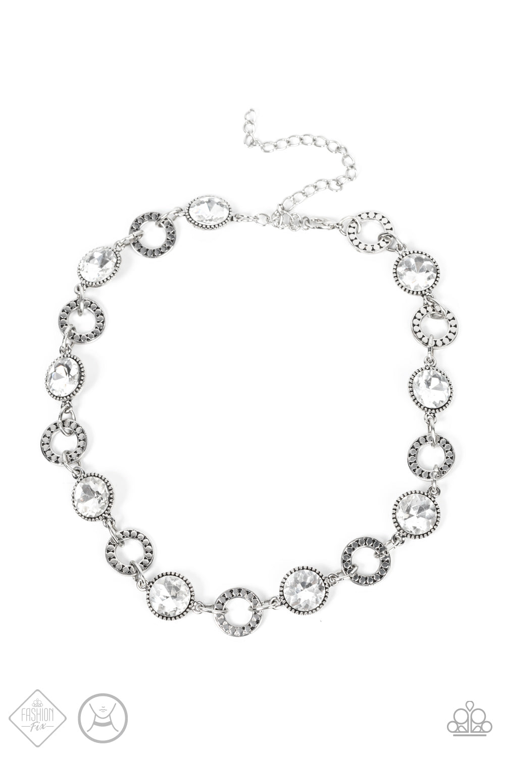 Rhinestone Rollout - White-Jewelry-Just Because Jewels, Paparazzi Accessories-Just Because Jewels