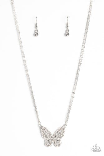 Baroque Butterfly - White-Jewelry-Paparazzi Accessories, Just Because Jewels-Just Because Jewels