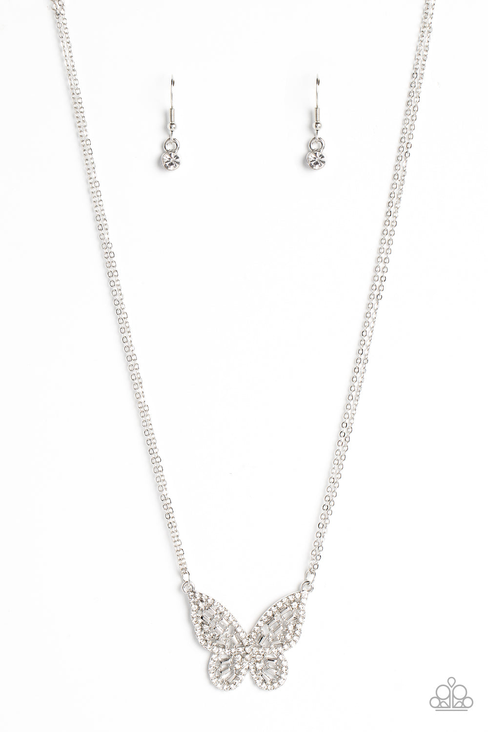 Baroque Butterfly - White-Jewelry-Paparazzi Accessories, Just Because Jewels-Just Because Jewels