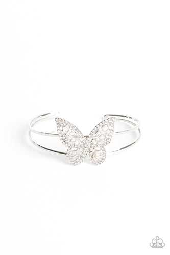 Butterfly Bella - White-Jewelry-Paparazzi Accessories, Just Because Jewels-Just Because Jewels