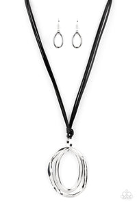 Long OVAL-due - Black-Jewelry-Just Because Jewels, Paparazzi Accessories-Just Because Jewels