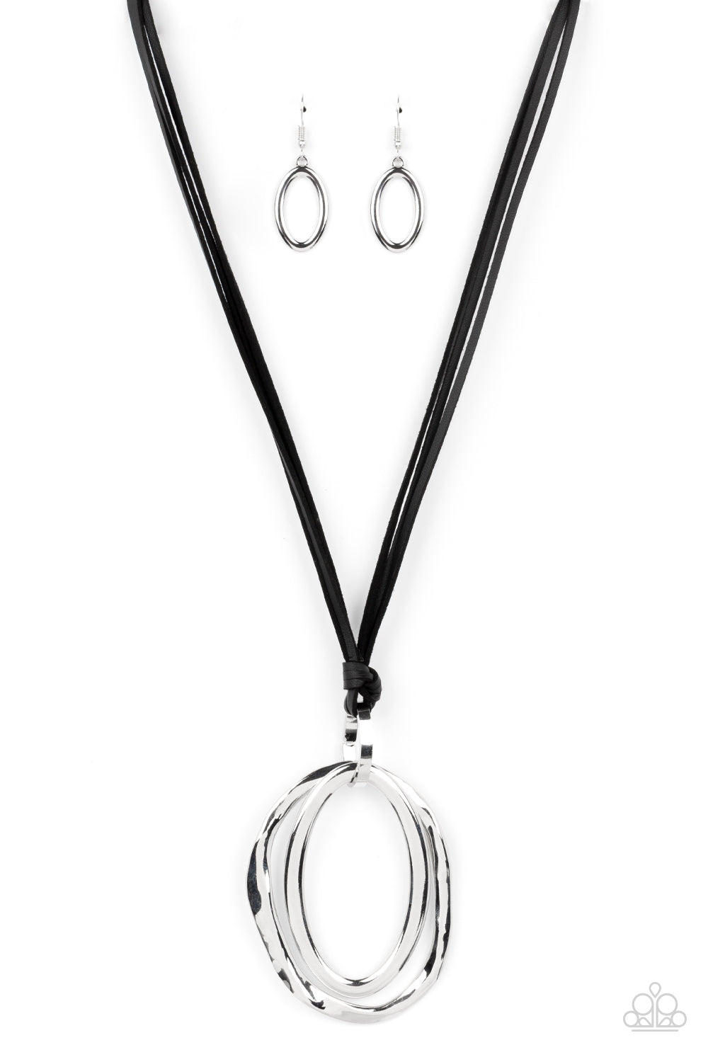 Long OVAL-due - Black-Jewelry-Just Because Jewels, Paparazzi Accessories-Just Because Jewels