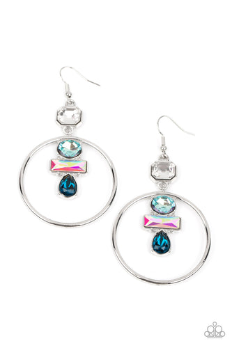 Geometric Glam - Blue-Jewelry-Paparazzi Accessories, Just Because Jewels-Just Because Jewels