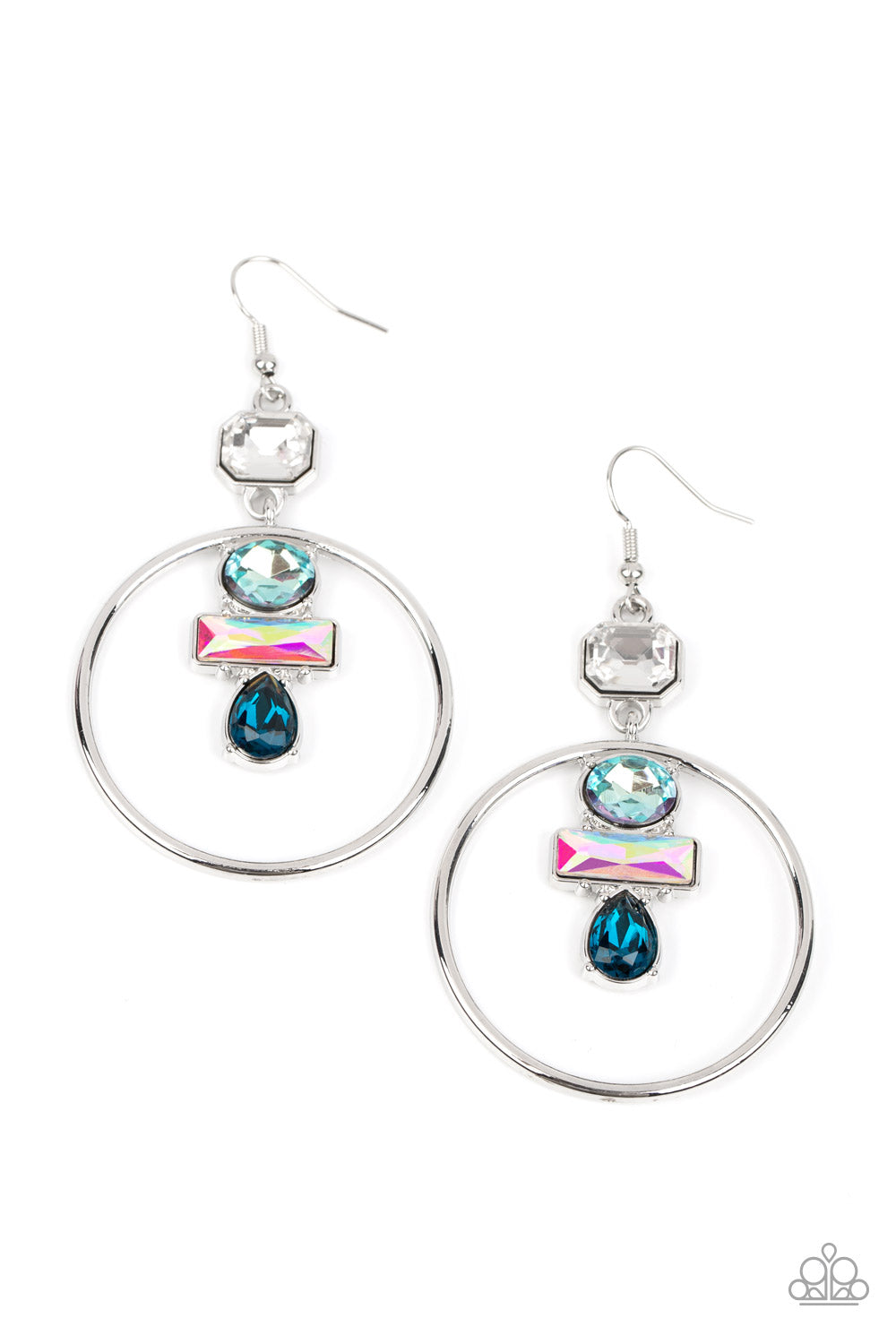 Geometric Glam - Blue-Jewelry-Paparazzi Accessories, Just Because Jewels-Just Because Jewels