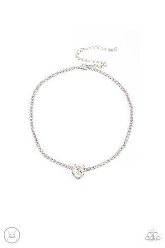 Flirty Fiancé - White-Jewelry-Paparazzi Accessories, Just Because Jewels-Just Because Jewels