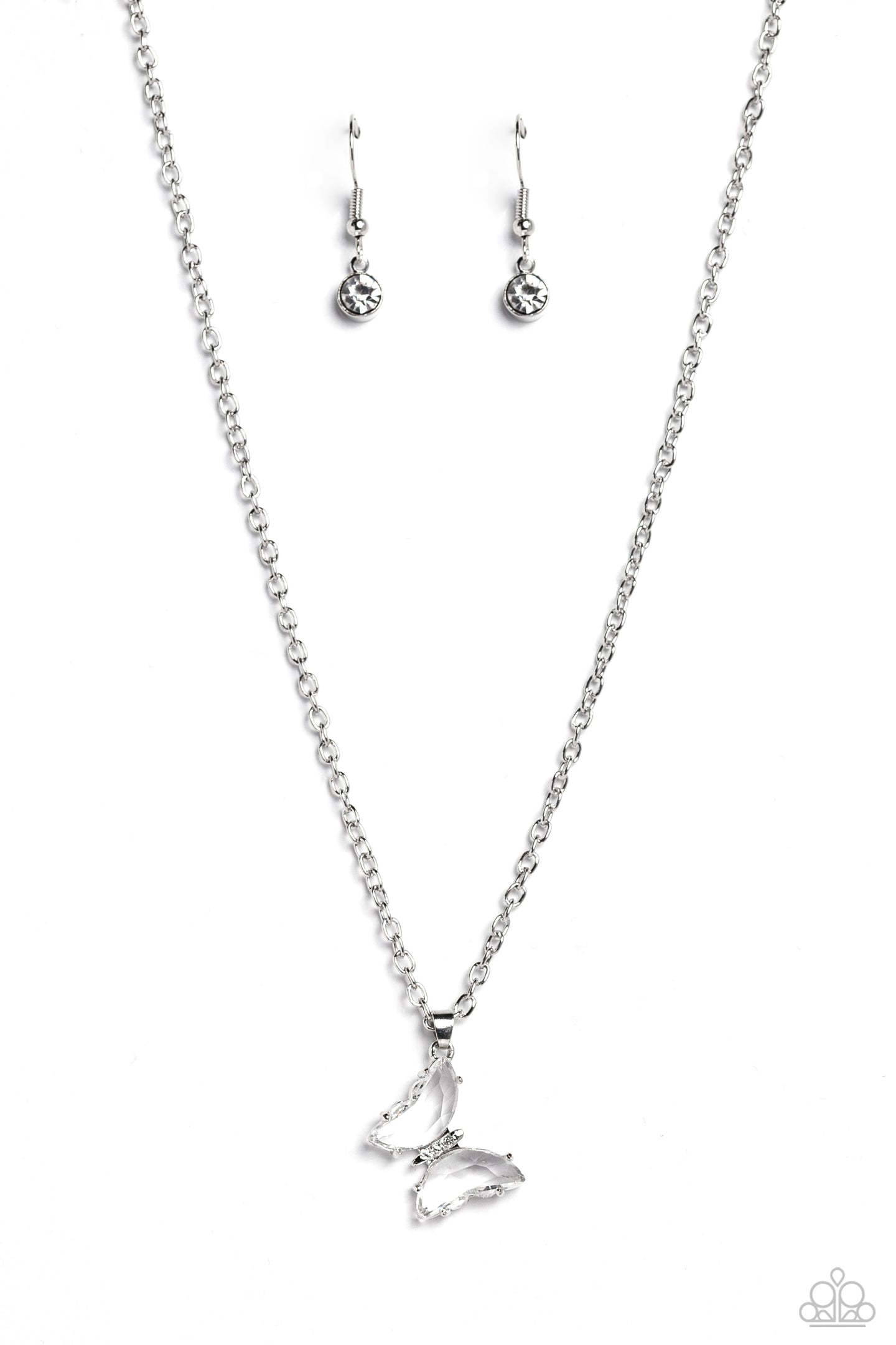 Butterfly Lullaby - White-Jewelry-Paparazzi Accessories, Just Because Jewels-Just Because Jewels