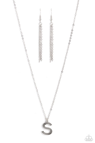 Leave Your Initials - Silver - S-Jewelry-Paparazzi Accessories, Just Because Jewels-Just Because Jewels