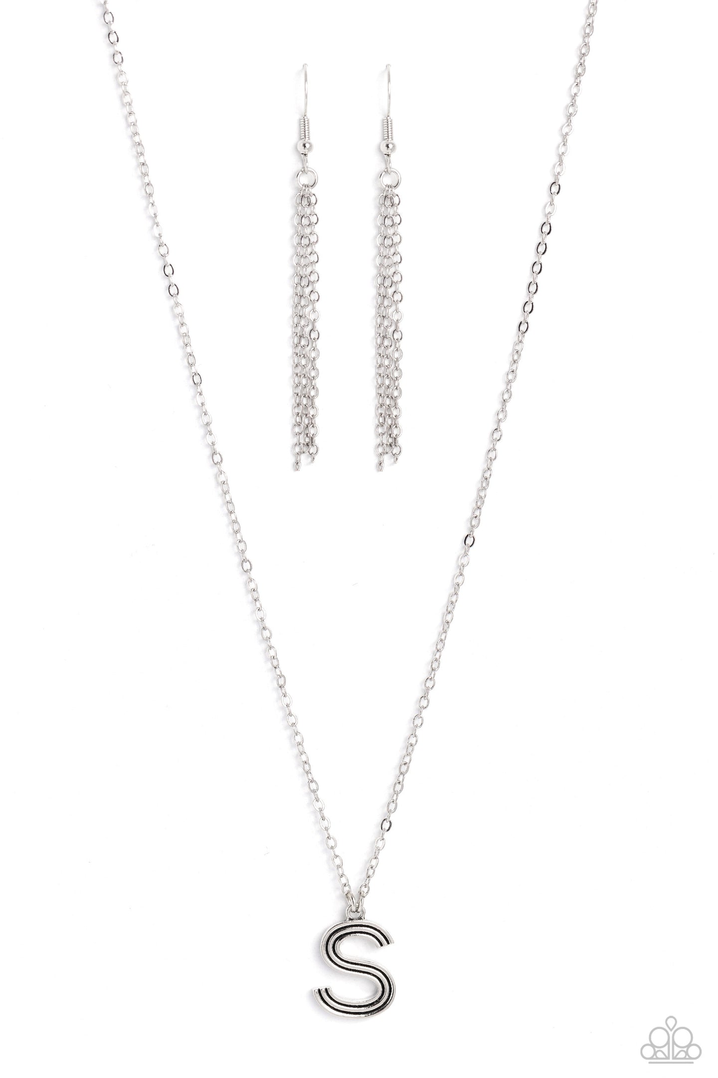 Leave Your Initials - Silver - S-Jewelry-Paparazzi Accessories, Just Because Jewels-Just Because Jewels