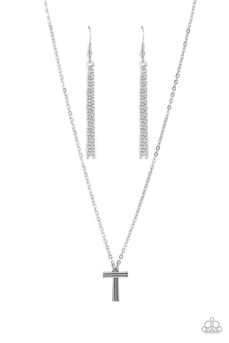Leave Your Initials - Silver - T-Jewelry-Paparazzi Accessories, Just Because Jewels-Just Because Jewels