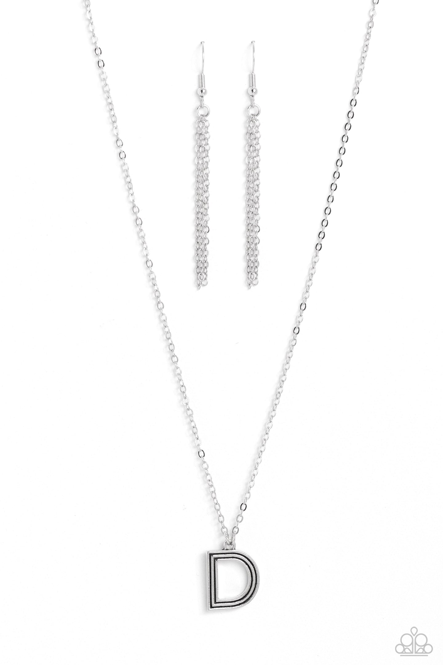 Leave Your Initials - Silver - D-Jewelry-Paparazzi Accessories, Just Because Jewels-Just Because Jewels