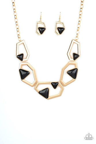 GEO-ing, GEO-ing, Gone - Gold-Jewelry-Just Because Jewels, Paparazzi Accessories-Just Because Jewels