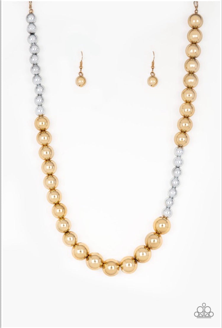 Power to the People - Gold-Just Because Jewels, Paparazzi Accessories-Just Because Jewels