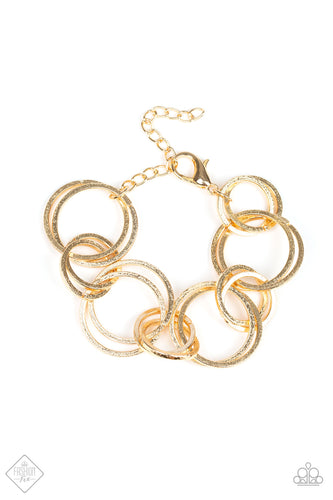 Give Me a Ring – Gold Hoop Bracelet-Just Because Jewels, Paparazzi Accessories-Just Because Jewels