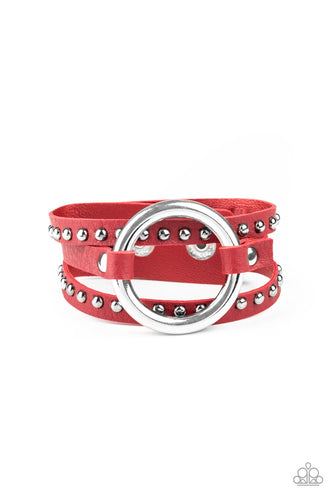 Studded Statement-Maker - Red-Just Because Jewels, Paparazzi Accessories-Just Because Jewels