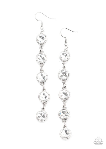 Trickle Down Twinkle - White-Jewelry-Just Because Jewels, Paparazzi Accessories-Just Because Jewels