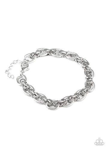 Gridiron Grunge - Silver-Just Because Jewels, Paparazzi Accessories-Just Because Jewels