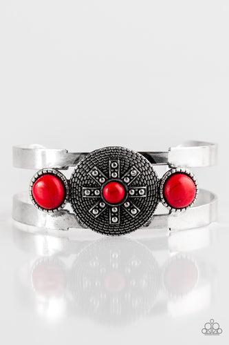 Here Comes The SUNDIAL - Red-Just Because Jewels, Paparazzi Accessories-Just Because Jewels