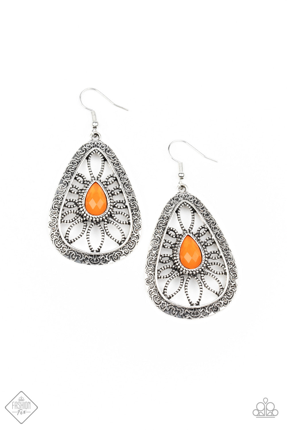 Floral Frill – Orange-Just Because Jewels, Paparazzi Accessories-Just Because Jewels