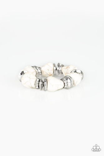 Stone Age Stunner - White-Just Because Jewels, Paparazzi Accessories-Just Because Jewels